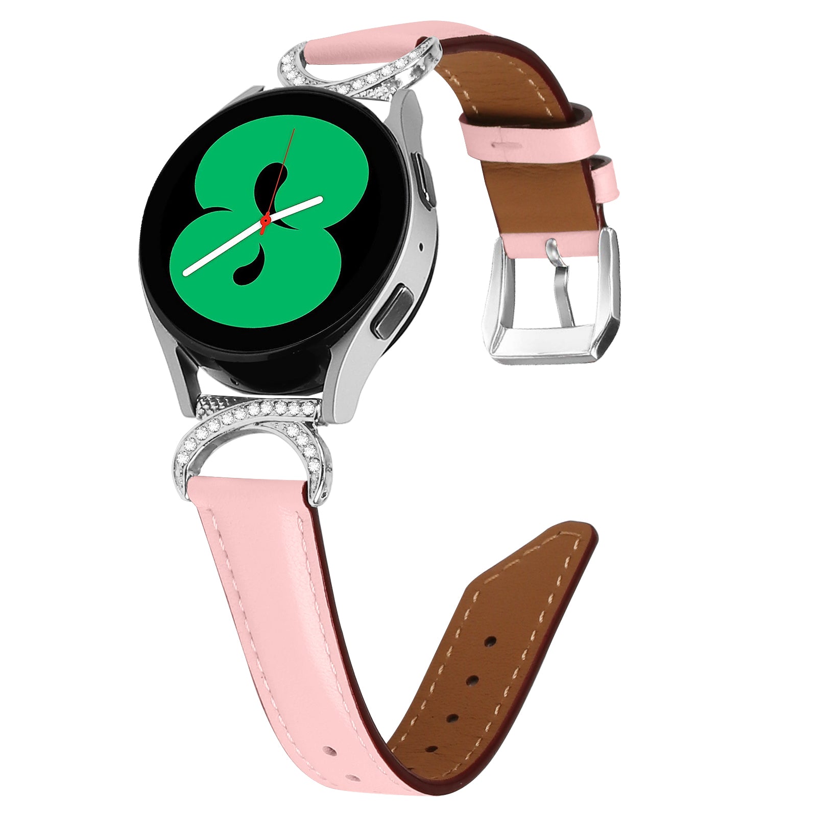 For Samsung Galaxy Watch 3 41mm Watch 5 40mm 44mm Replacement Strap 20mm Rhinestone D-shape Connector Split Leather Band with Silver Buckle For Samsung Galaxy Watch 3 41mm Watch 5 40mm 44mm Replacement Strap 20mm Rhinestone D-shape Connector Split Leather Band with Silver Buckle